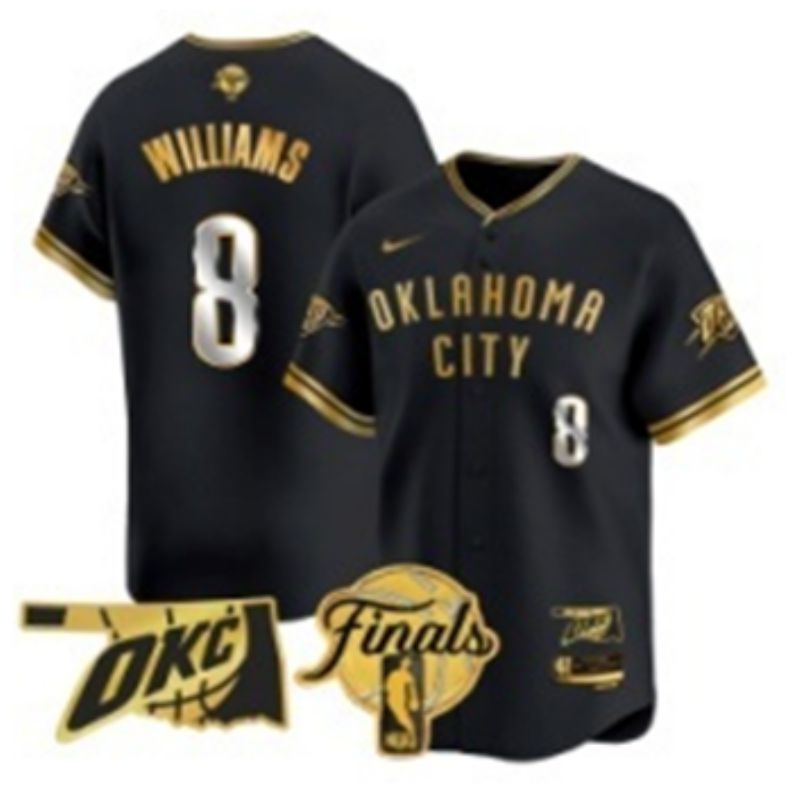 Men 2025 Oklahoma City Thunder #8 Williams Black Gold Nike Joint Name NBA Jersey style 12->oklahoma city thunder->NBA Jersey